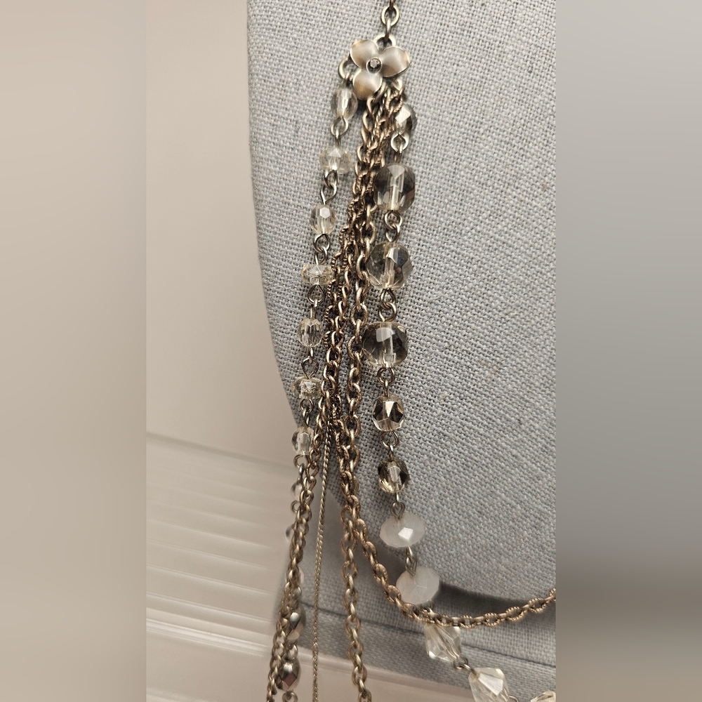 [Express] Silver Tone Multi Layer "Y" Dangle Pink… - image 2